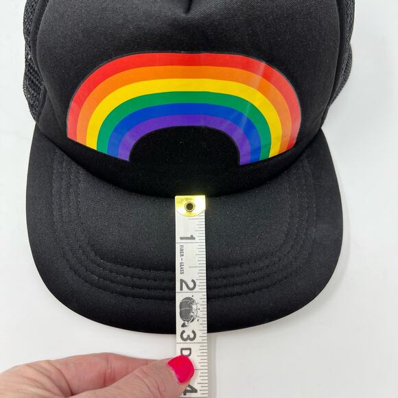 Black Trucker Hat with Rainbow Graphic Mesh Snap Back Baseball Cap Unisex - Picture 5 of 5